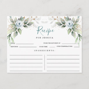 Elegante Blue Brautparty Rezept Card Postkarte
