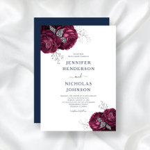 Elegante Blue Burgundy Blumenzwiebeln Hochzeit