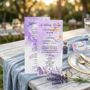 Elegante Blue Butterfly Rustic Watercolor Wedding Menükarte