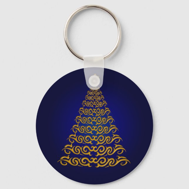 Elegante Blue Christmas Tree Schlüsselkette Schlüsselanhänger (Vorderseite)