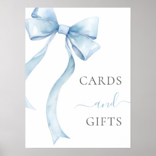 Elegante Blue Coquette Bow Boy Baby Cards und Gesc Poster