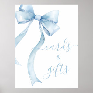 Elegante Blue Coquette Bow Boy Baby Cards und Gesc Poster