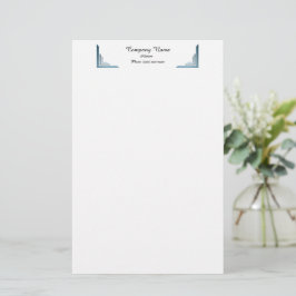 Elegante Blue Corner Border Beruflich Stationery Briefpapier