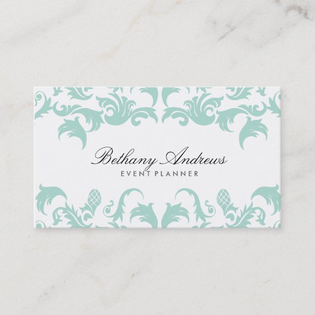 Elegante Blue Damask Visitenkarten - Groon Visitenkarte (Vorderseite)