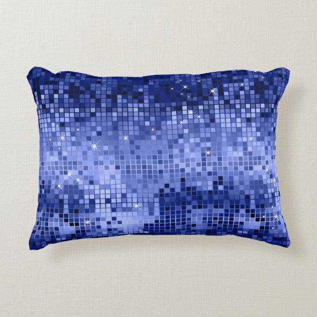 Elegante Blue Disco Ball Glitzer & Glitzern Zierkissen (Vorderseite)