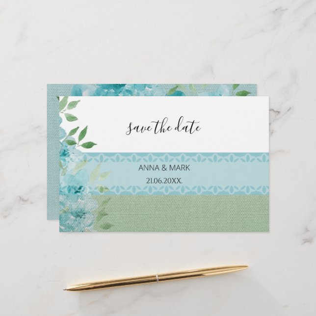Elegante Blue Field Blume Wasserfarbe Briefpapier (Vorderseite/Rückseite Beispiel)