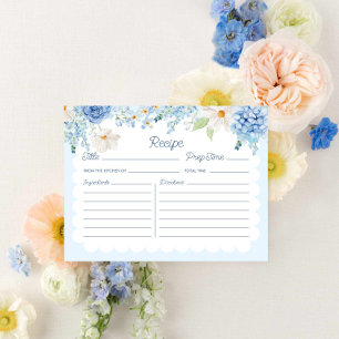 Elegante Blue Floral Bridal Rezept Karte