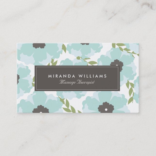 Elegante Blue Floral Business Cards - Groon Visitenkarte (Vorderseite)