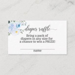 Elegante Blue Floral Diaper Raffle Card Begleitkarte