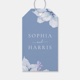 Elegante Blue Floral Gastgeschenk Hochzeit Geschenkanhänger