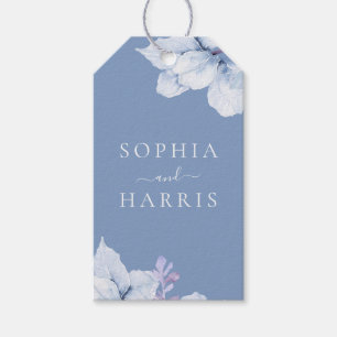 Elegante Blue Floral Gastgeschenk Hochzeit Geschenkanhänger