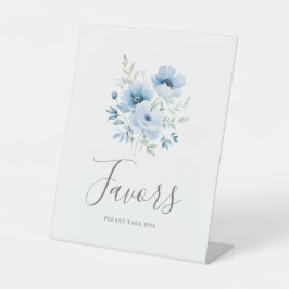 Elegante Blue Floral Gastgeschenk Hochzeit Sockelschild