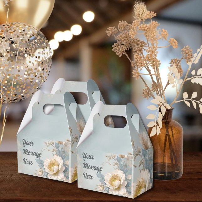 Elegante Blue Floral Geburtstagsparty Geschenkschachtel (Von Creator hochgeladen)