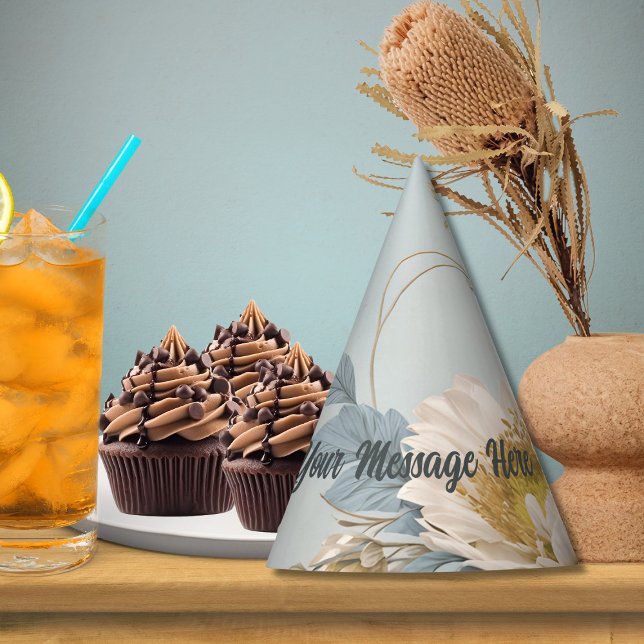 Elegante Blue Floral Geburtstagsparty Partyhütchen (Von Creator hochgeladen)