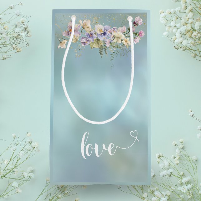 Elegante Blue Floral Liebe Geschenktasche Kleine Geschenktüte (Von Creator hochgeladen)