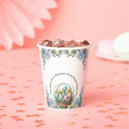 Elegante Blue Floral Oaster Egg Basket Baby Dusche Pappbecher