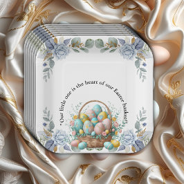 Elegante Blue Floral Oaster Egg Basket Baby Dusche Pappteller