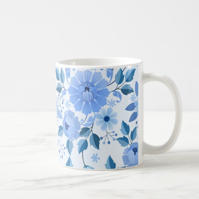 Elegante Blue Floral Tasse (Rechts)