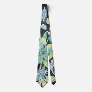 Elegante Blue Floral Watercolor Krawatte für Hochz