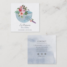 Elegante Blue Floral Wedding Cake Makers Bäckerei Quadratische Visitenkarte