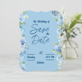 Elegante Blue Floral Wedding Card Einladung