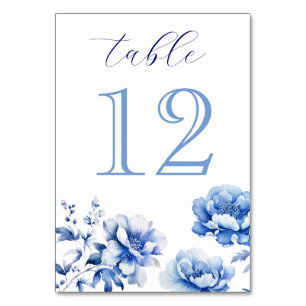 Elegante Blue Flowers Tischnummer
