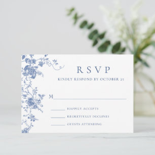 Elegante Blue French Rose Garden RSVP Karte