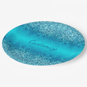 Elegante Blue Frost Sparkle Paper Teller