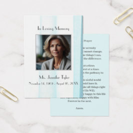 Elegante Blue Funeral Memorial Prayer Card