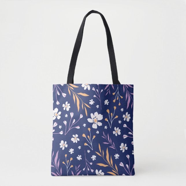 Elegante Blue Gemustert Tote Bag Tasche (Vorderseite)