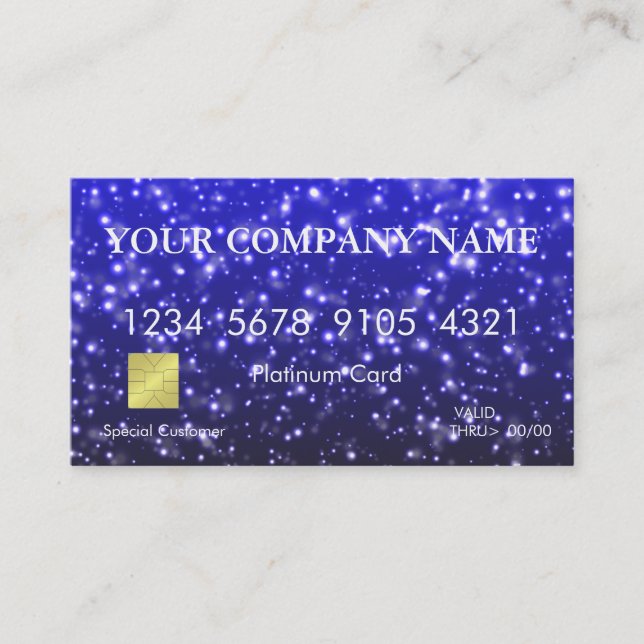 Elegante Blue Glitzer Kreditkarte Visitenkarte (Vorderseite)