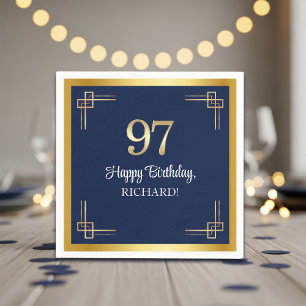Elegante Blue Gold 97. Geburtstagsfeier Serviette