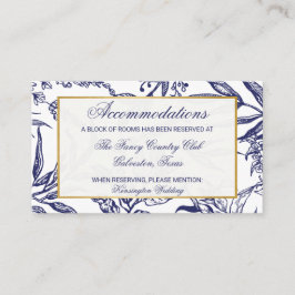 Elegante Blue Gold Botanische Hochzeiten Details Begleitkarte