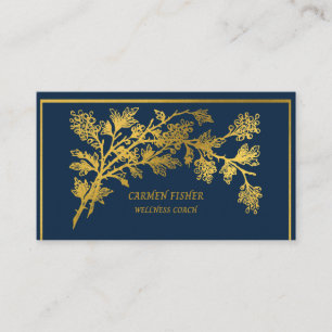 Elegante Blue & Gold Business Card Visitenkarte