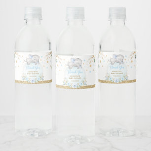 Elegante Blue Gold Floral Boy Baby Elephant Dusche