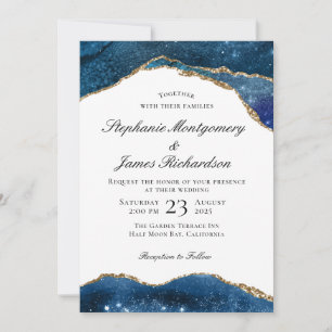 Elegante Blue Gold Foil Falknerei Einladung
