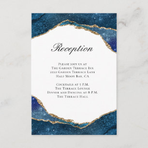 Elegante Blue Gold Foil Frische Pasta machen Begleitkarte