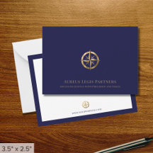 Elegante Blue Gold Legal Note Card