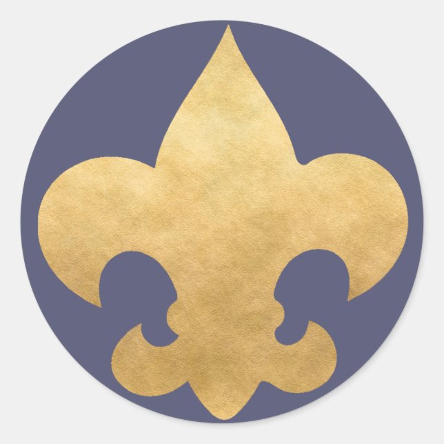 Elegante Blue & Gold Lilie Stickers Siegel (Vorderseite)