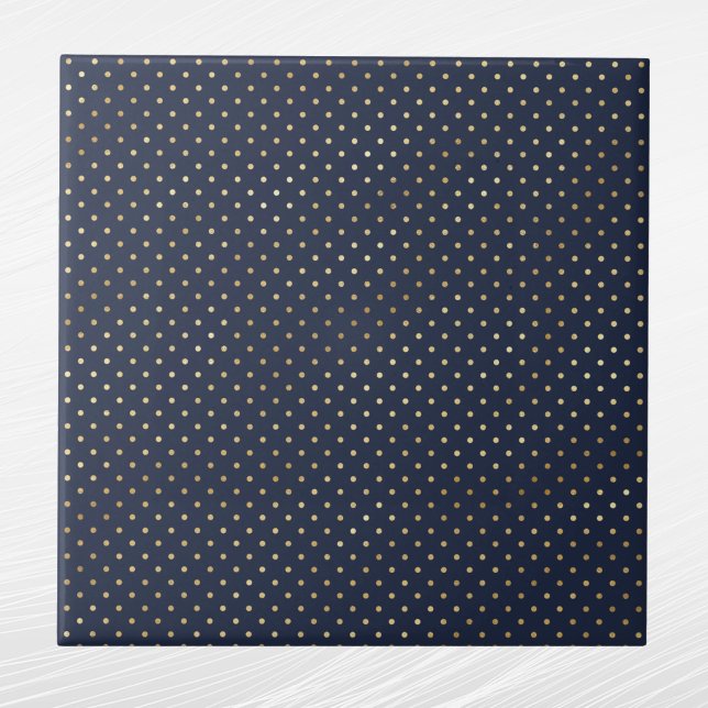 Elegante Blue Gold Polka Dots Fliese (Von Creator hochgeladen)