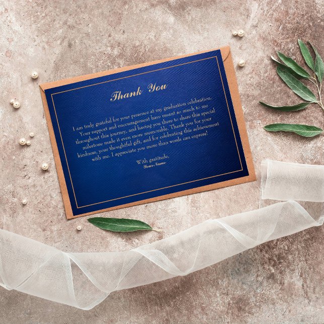 Elegante Blue & Gold Trimmed Dankeschön Card Einladung (Von Creator hochgeladen)