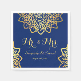 Elegante Blue Gold Wedding Serviette