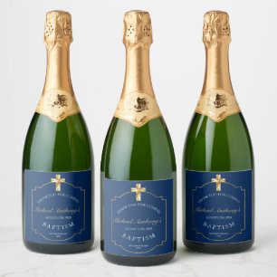Elegante Blue Golden Cross Boys Taufe