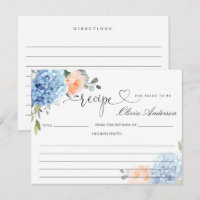 Elegante Blue Hydrangea Brautparty Rezept Card