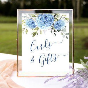 Elegante Blue Hydrangea Karten und Geschenke Hochz Poster