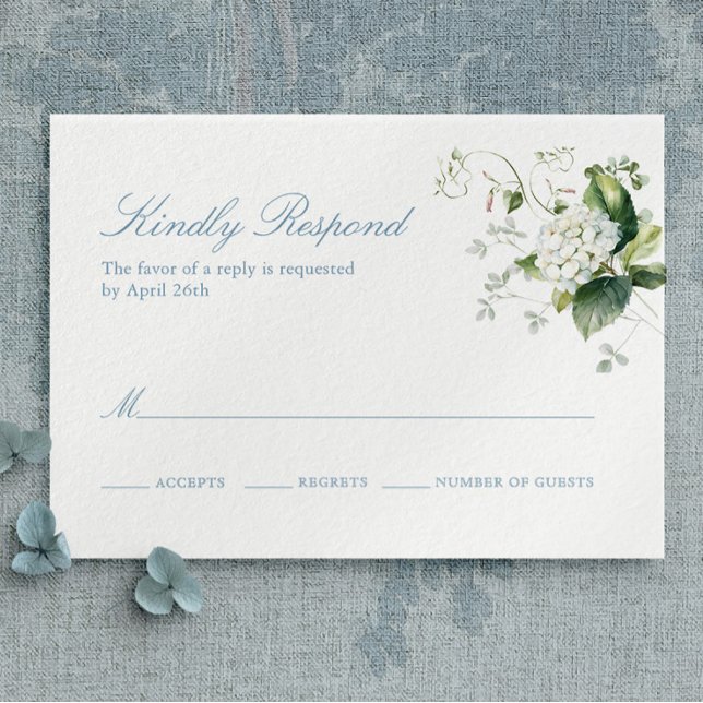 Elegante Blue Hydrangea Monogram Response Card RSVP Karte (Von Creator hochgeladen)