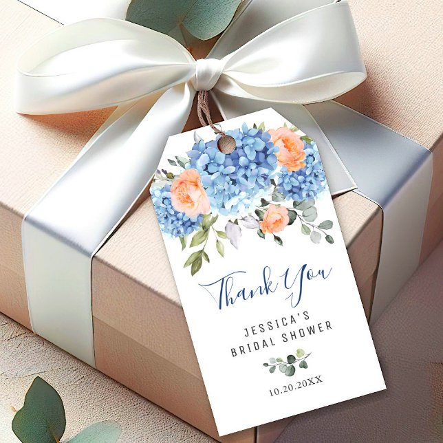 Elegante Blue Hydrangea Rosa Rose Geschenkanhänger (Von Creator hochgeladen)