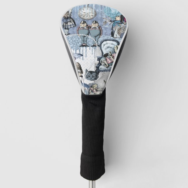 Elegante Blue Ice Glitzer Alice im Wunderland Golf Headcover (Vorderseite)