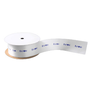 Elegante Blue Lavender LIEBE Chic Heart Satinband
