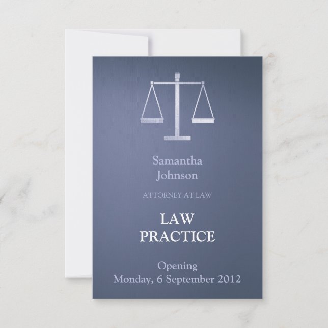 Elegante Blue Law Practice Eröffnung Ankündigung (Vorderseite)